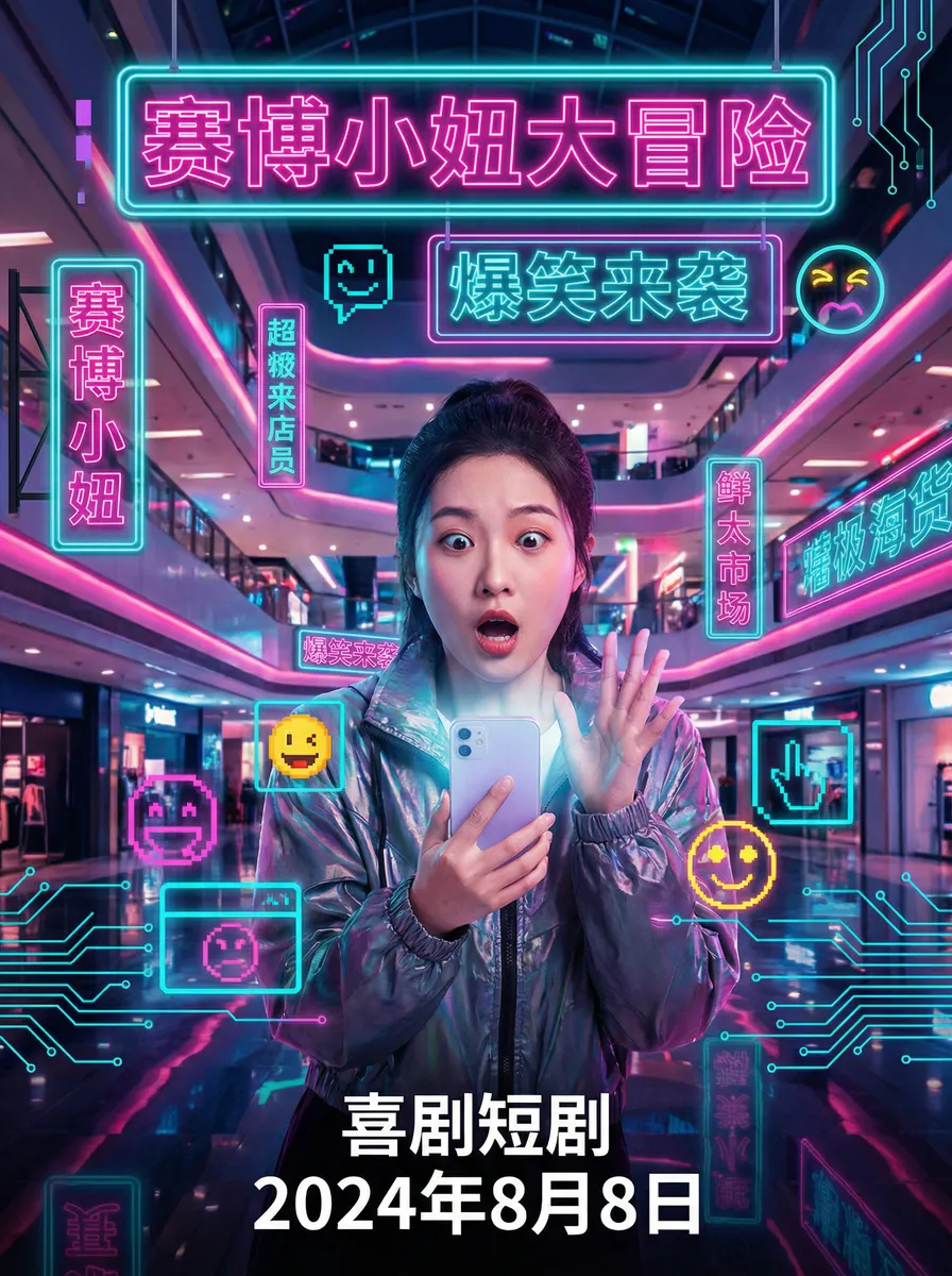 梦莹与翁公在厨房 搞笑喜剧短剧 - 赛博小妞大冒险海报